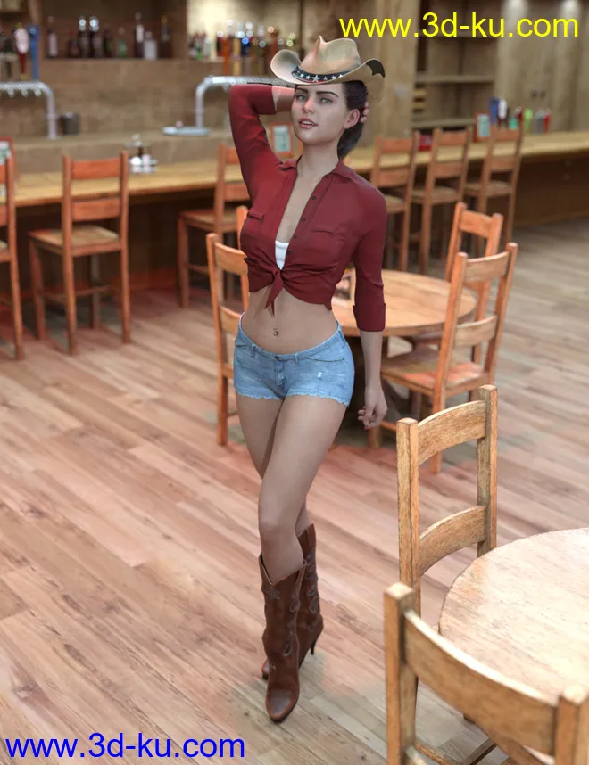 FG Cowgirl Outfit for Genesis 8 Females模型的图片2