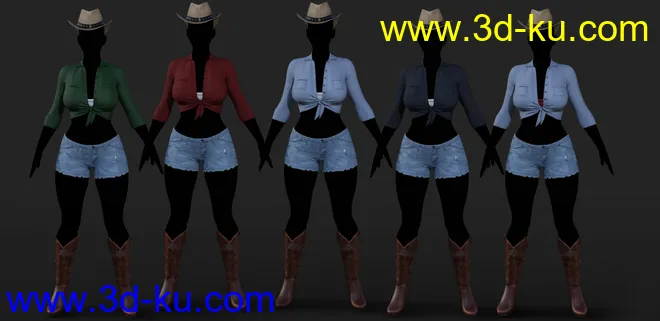 FG Cowgirl Outfit for Genesis 8 Females模型的图片3