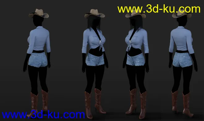 FG Cowgirl Outfit for Genesis 8 Females模型的图片5