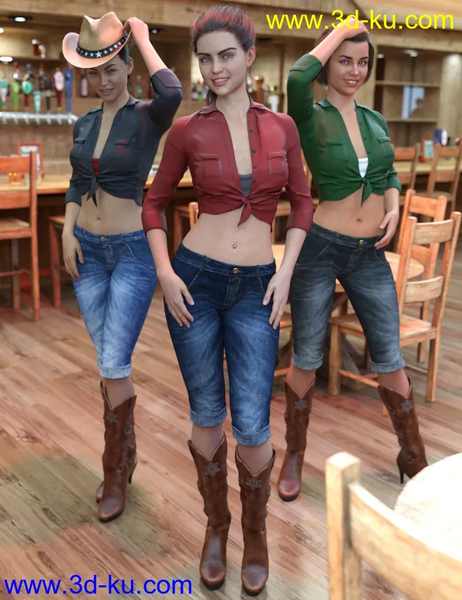 FG Cowgirl Pose Collection for Genesis 8模型的图片2