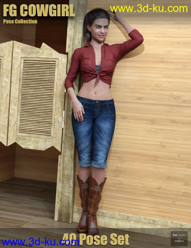 FG Cowgirl Pose Collection for Genesis 8模型的图片4