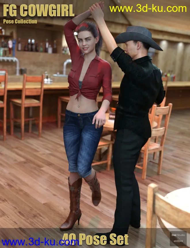 FG Cowgirl Pose Collection for Genesis 8模型的图片5