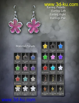 3D打印模型Flower Earrings for Genesis 8 Females的图片