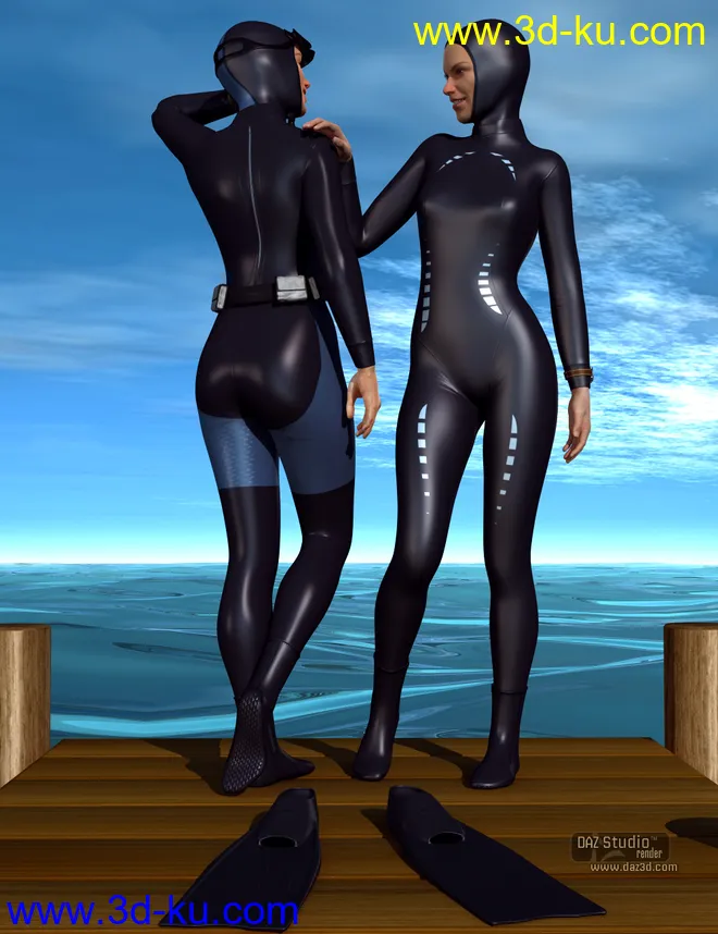 Freediver and Accessories for Genesis 2 Female(s)模型的图片1