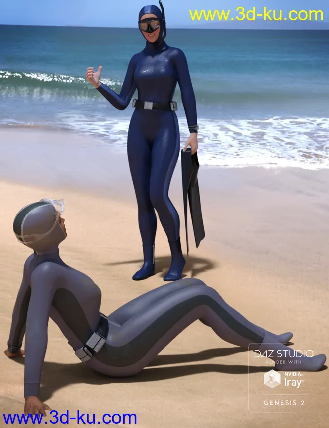 Freediver and Accessories for Genesis 2 Female(s)模型的图片7