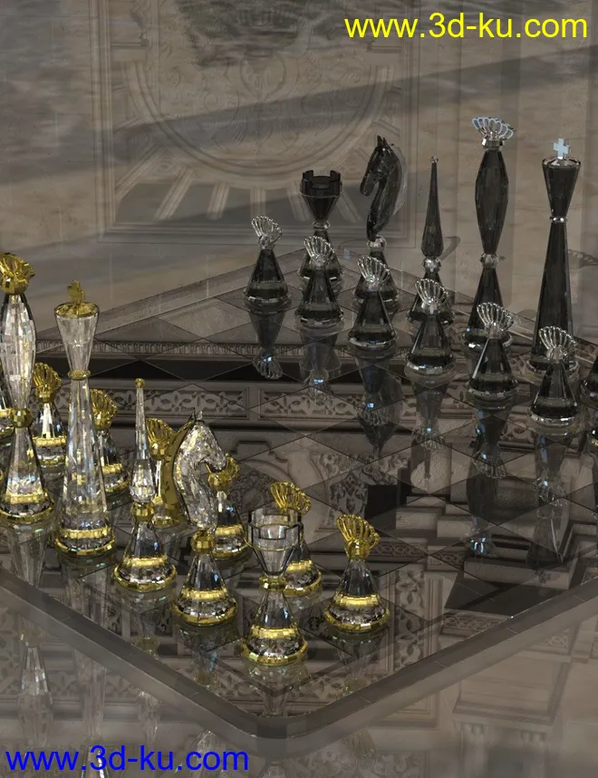 Glass Gambit - Chess Set and Shader Presets for DAZ Studio模型的图片1