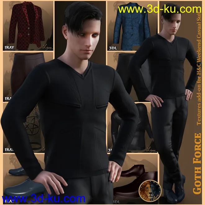 Goth Force for H&C Weekend Casual Suit for Genesis 8 Male模型的图片1
