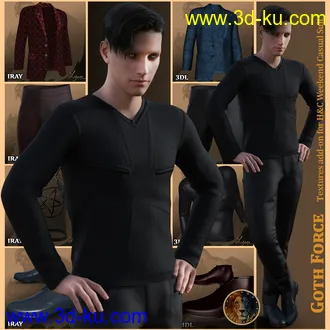 3D打印模型Goth Force for H&C Weekend Casual Suit for Genesis 8 Male的图片