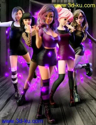 3D打印模型Gothic Girl Outfit for Helena and Genesis 8 Females的图片