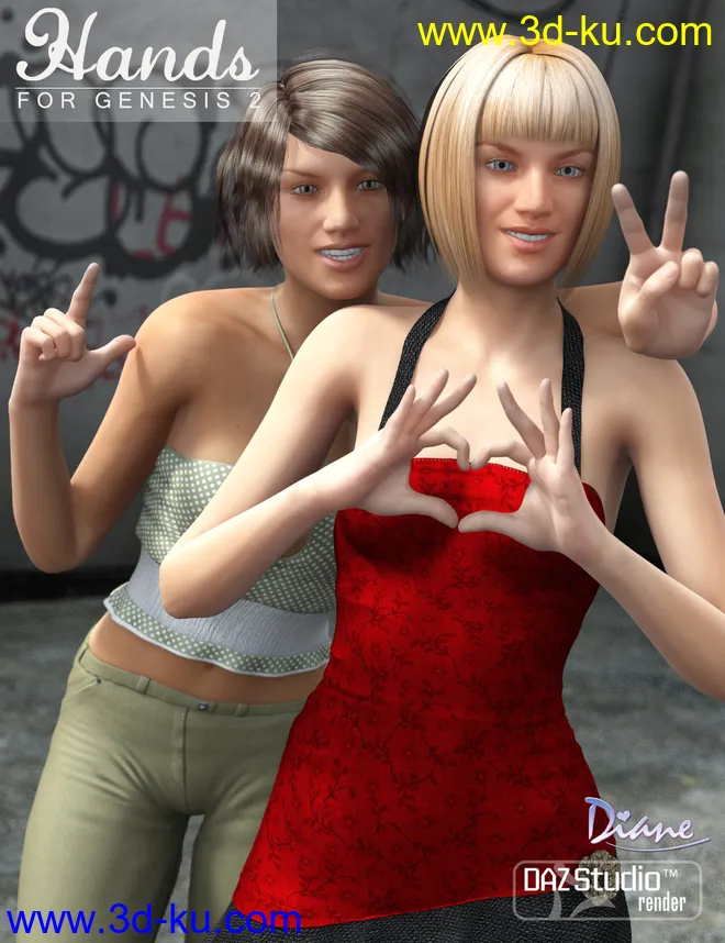 Hands for Genesis 2 Female(s)模型的图片1