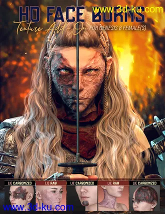 3D打印模型HD Face Burns AddOn for Genesis 8 Females的图片