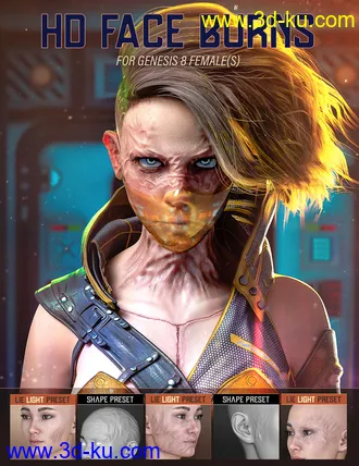 3D打印模型HD Face Burns for Genesis 8 Females的图片