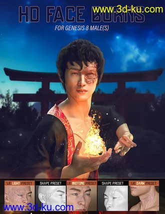 HD Face Burns for Genesis 8 Males模型的图片1