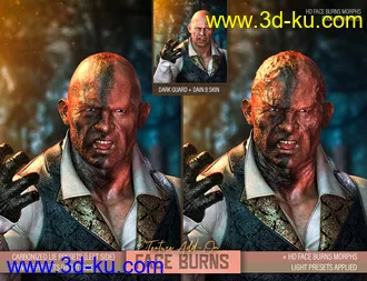 3D打印模型HD Face Burns Texture Add-On for Genesis 8 Males的图片