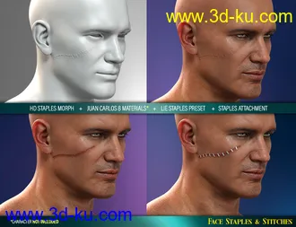 3D打印模型HD Face Staples and Stitches for Genesis 8 Males的图片