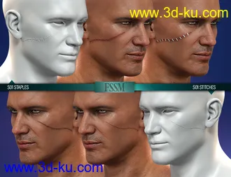 3D打印模型HD Face Staples and Stitches for Genesis 8 Males的图片