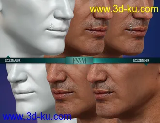 3D打印模型HD Face Staples and Stitches for Genesis 8 Males的图片