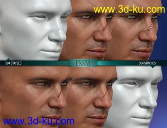 HD Face Staples and Stitches for Genesis 8 Males模型的图片9
