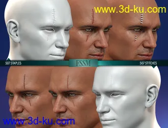 3D打印模型HD Face Staples and Stitches for Genesis 8 Males的图片