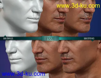 3D打印模型HD Face Staples and Stitches for Genesis 8 Males的图片