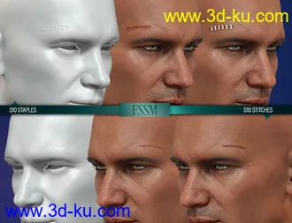 3D打印模型HD Face Staples and Stitches for Genesis 8 Males的图片