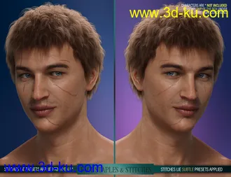 HD Face Staples and Stitches for Genesis 8 Males模型的图片18