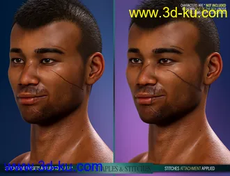 HD Face Staples and Stitches for Genesis 8 Males模型的图片21