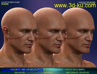 3D打印模型HD Face Staples and Stitches for Genesis 8 Males的图片