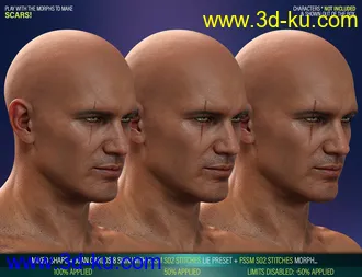 HD Face Staples and Stitches for Genesis 8 Males模型的图片24