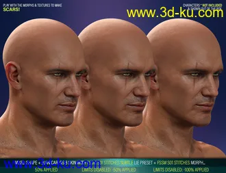 3D打印模型HD Face Staples and Stitches for Genesis 8 Males的图片