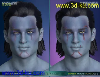 3D打印模型HD Face Staples and Stitches for Genesis 8 Males的图片