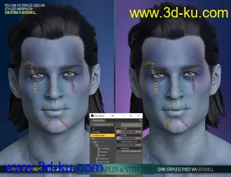 HD Face Staples and Stitches for Genesis 8 Males模型的图片27