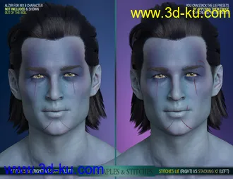 HD Face Staples and Stitches for Genesis 8 Males模型的图片28