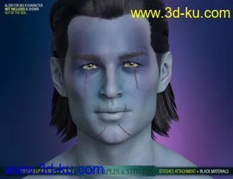 3D打印模型HD Face Staples and Stitches for Genesis 8 Males的图片