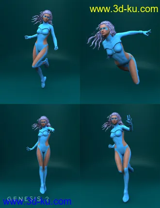 3D打印模型Heroes Defenders Poses for Genesis 2 Female(s)的图片