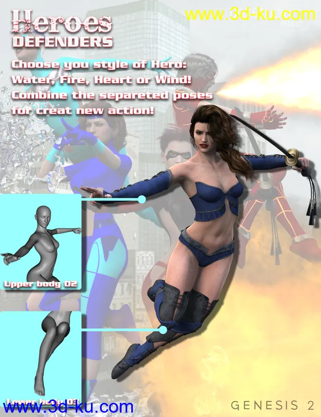 Heroes Defenders Poses for Genesis 2 Female(s)模型的图片10