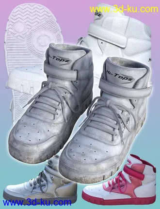 3D打印模型Hi-Topz Sneakers for Genesis 8 Female的图片