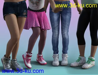 3D打印模型Hi-Topz Sneakers for Genesis 8 Female的图片