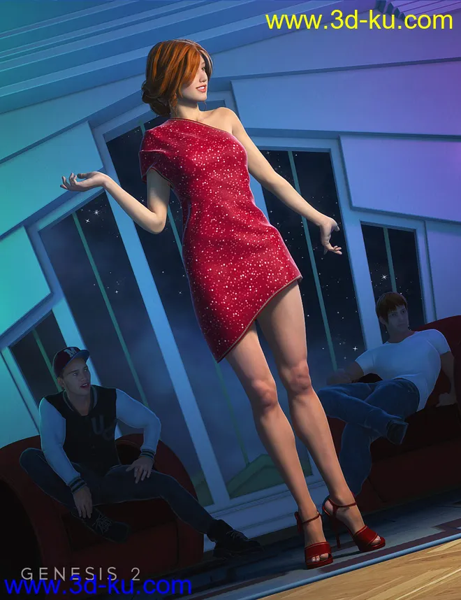 High Rise Party Dress for Genesis 2 Female(s)模型的图片2