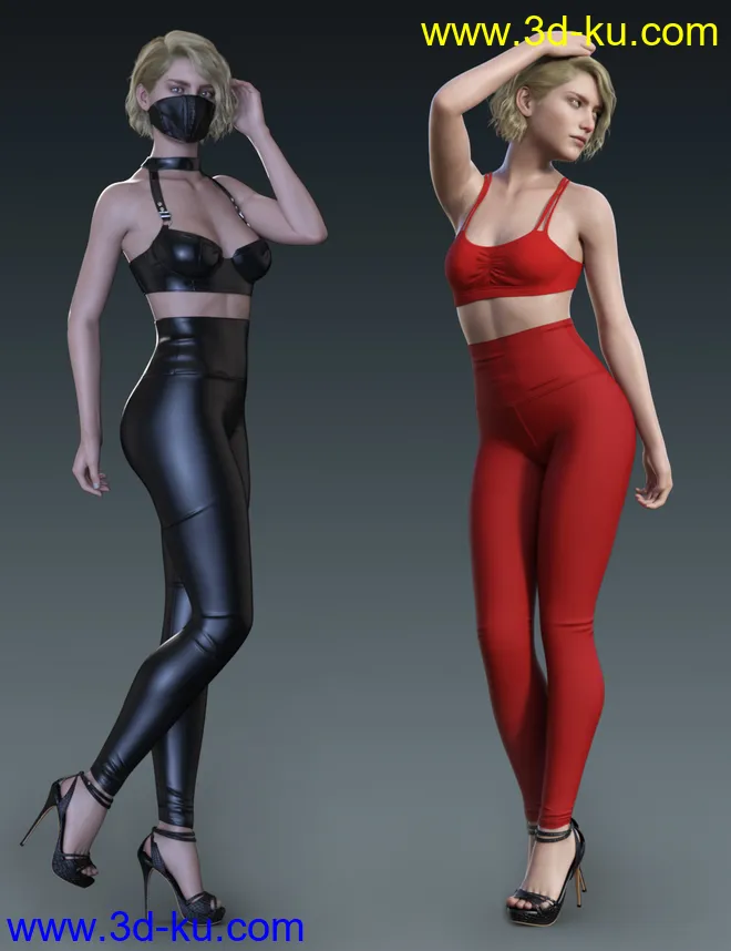 High Waisted Leggings Outfit for Genesis 8 and 8.1 Females模型的图片1