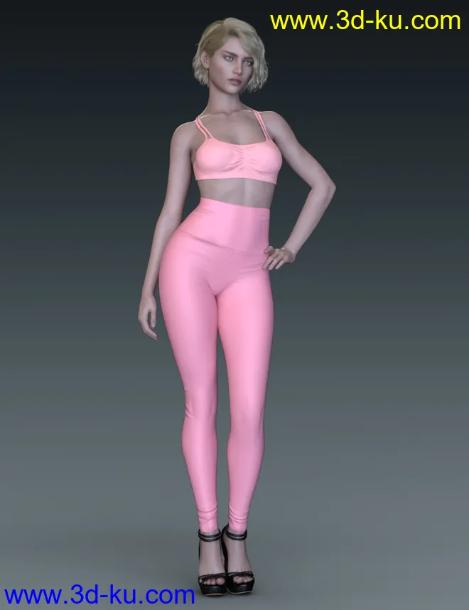 High Waisted Leggings Outfit for Genesis 8 and 8.1 Females模型的图片6