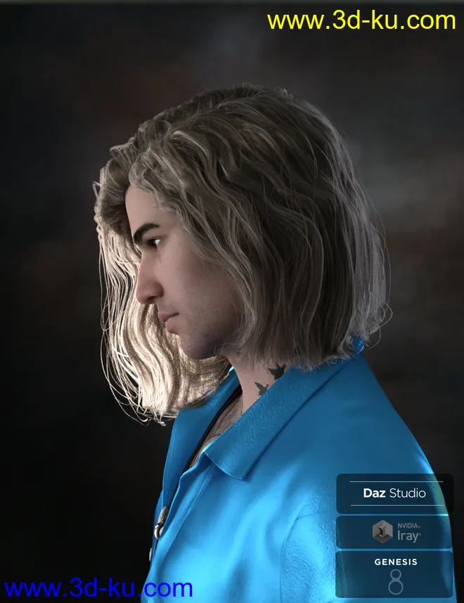 Hyansel King Hair for Genesis 8模型的图片2