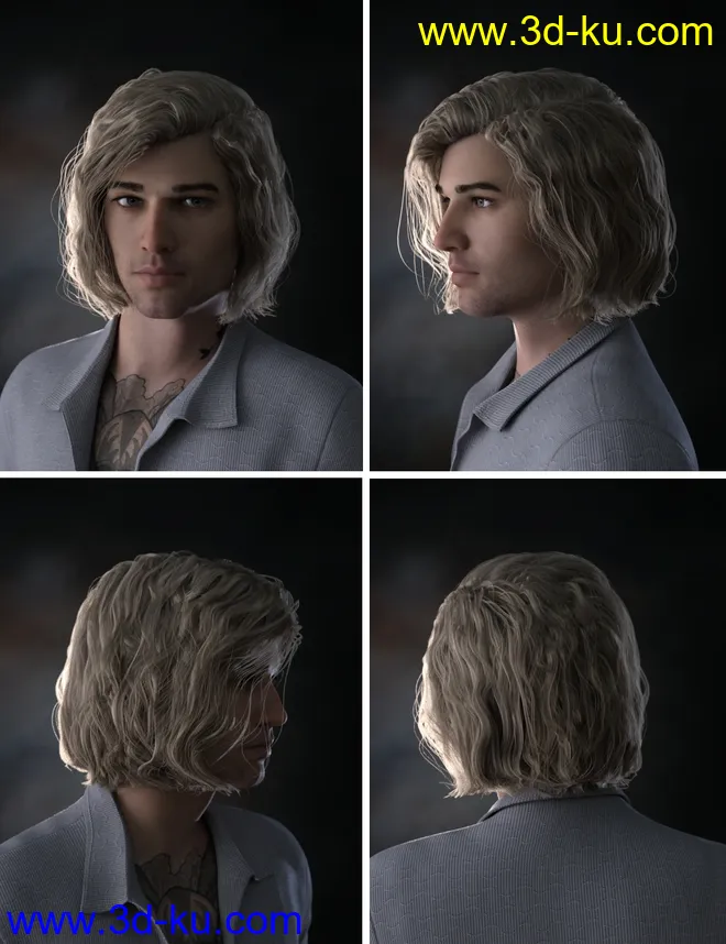 Hyansel King Hair for Genesis 8模型的图片5