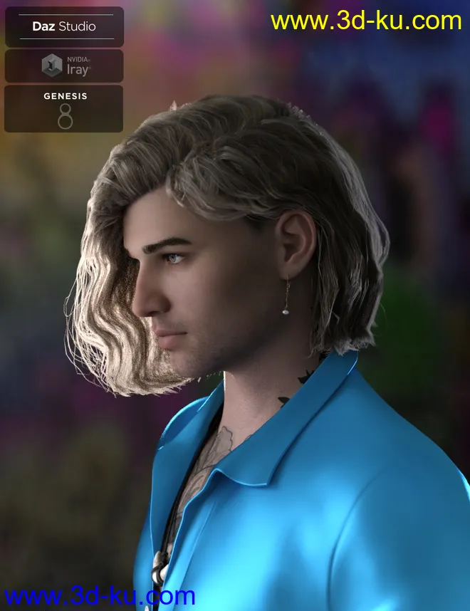 Hyansel King Hair for Genesis 8模型的图片7