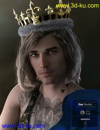 3D打印模型Hyansel King Hair for Genesis 8的图片