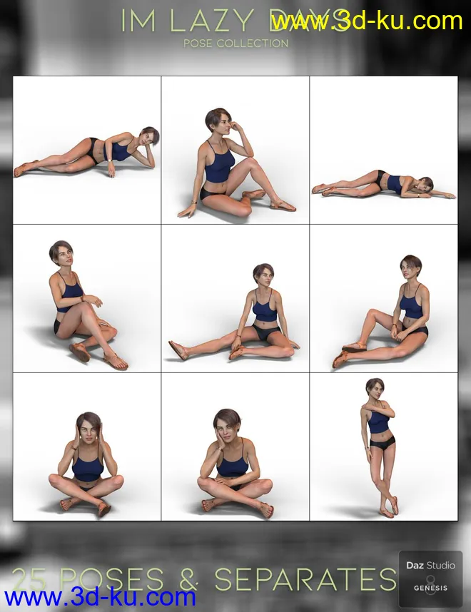 IM Lazy Days Pose Collection for Genesis 8 Female模型的图片6