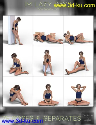 3D打印模型IM Lazy Days Pose Collection for Genesis 8 Female的图片