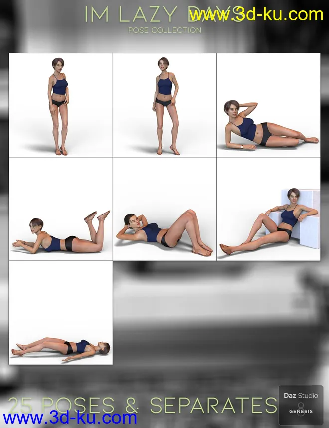 IM Lazy Days Pose Collection for Genesis 8 Female模型的图片8