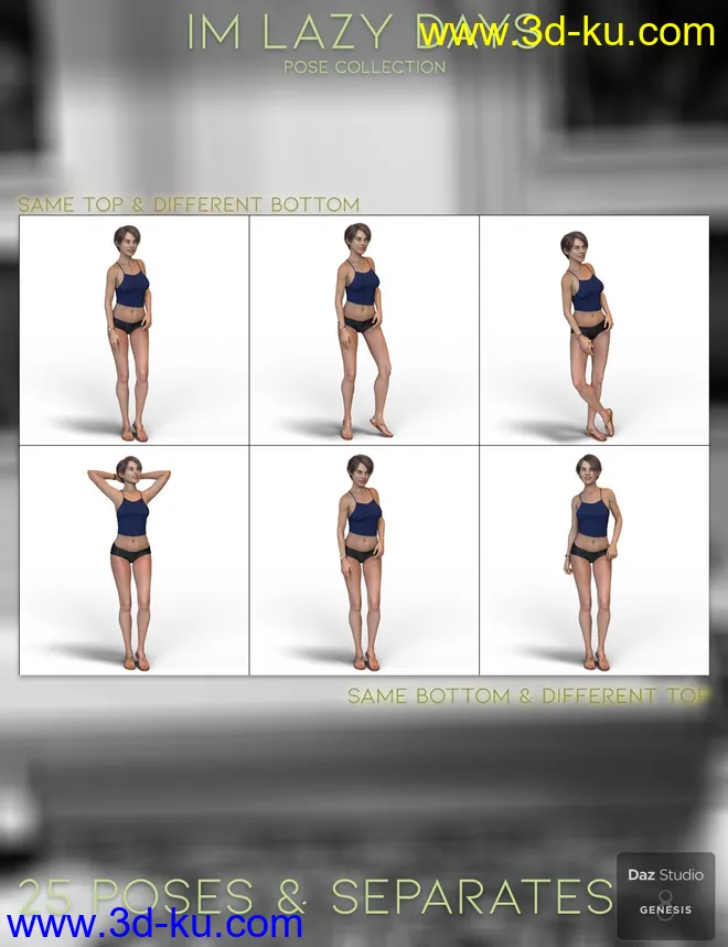 IM Lazy Days Pose Collection for Genesis 8 Female模型的图片9