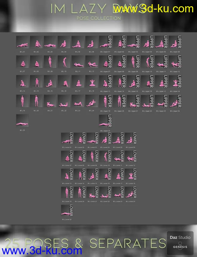 IM Lazy Days Pose Collection for Genesis 8 Female模型的图片10